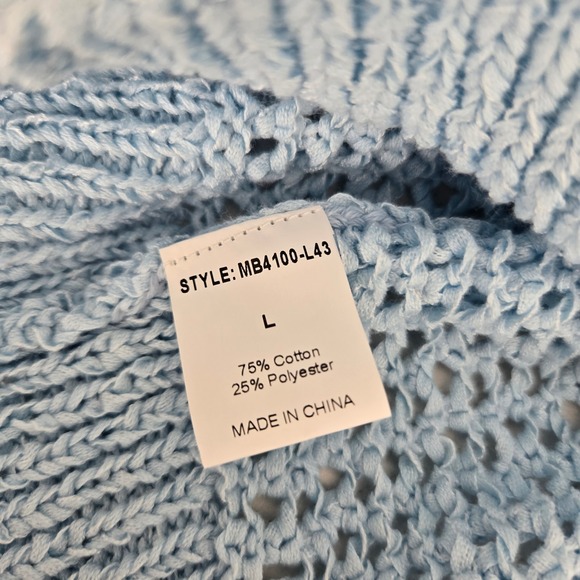 Monday Swimwear Lisbon Quarter Zip Sea Mist Petite Crochet Pullover Sweater L - Picture 8 of 8